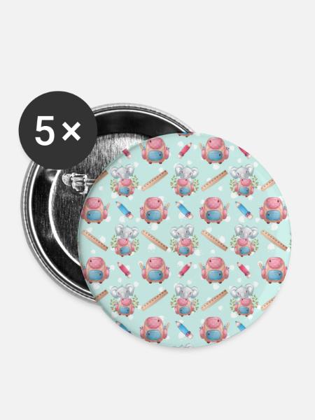 Cute Elephant Animal Pattern - Buttons groß 56 mm (5er Pack) - Weiß