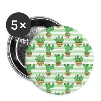 Plant succulent flower cacti Cactus Pattern - Buttons groß 56 mm (5er Pack) - Weiß - Vorne