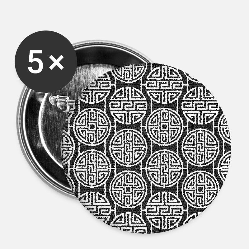 Chinese pattern - Buttons large 2.2''/56 mm (5-pack) - white