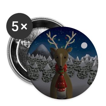 Reindeer in a starry winter landscape - Buttons large 2.2''/56 mm (5-pack) - white - Front