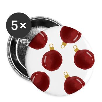 Christbaumkugeln. - Buttons groß 56 mm (5er Pack) - Weiß - Vorne