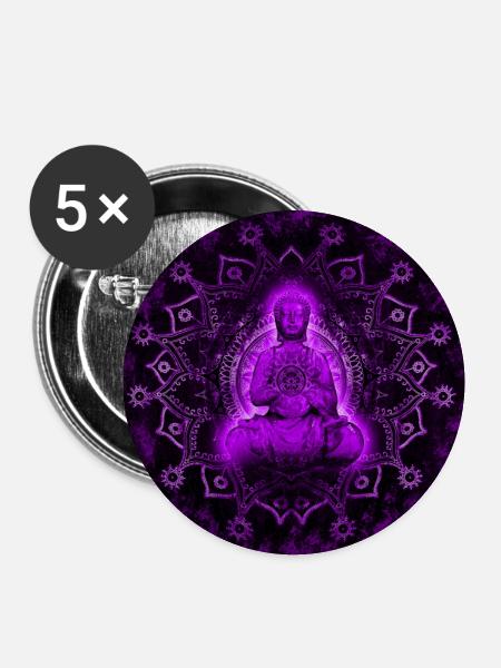 Buddha - Buttons groß 56 mm (5er Pack) - Weiß