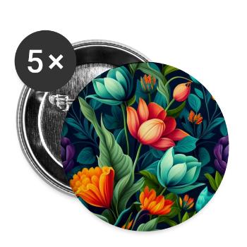 Floral Pattern Floral Design - Buttons large 2.2''/56 mm (5-pack) - white - Front