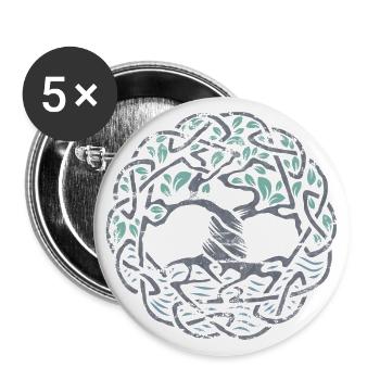 Keltischer Baum des Lebens. Grau. - Buttons groß 56 mm (5er Pack) - Weiß - Vorne