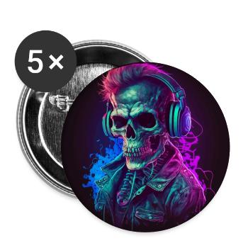 DJ de musique sombre zombie - Lot de 5 grands badges (56 mm) - blanc - Devant