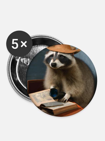 lookylooky Racoon - Buttons groß 56 mm (5er Pack) - Weiß