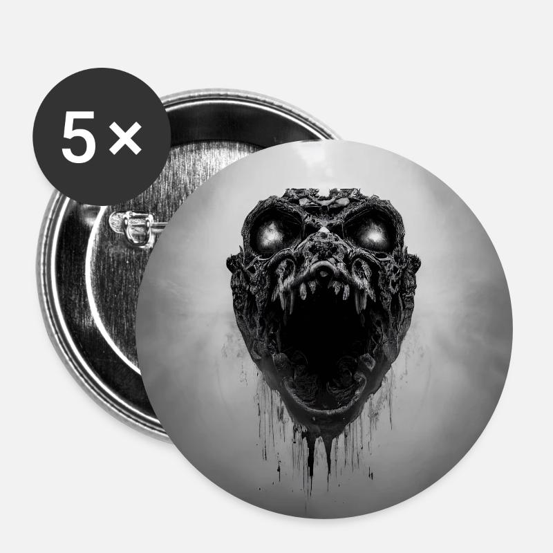 Snake Skull - Buttons large 2.2''/56 mm (5-pack) - white