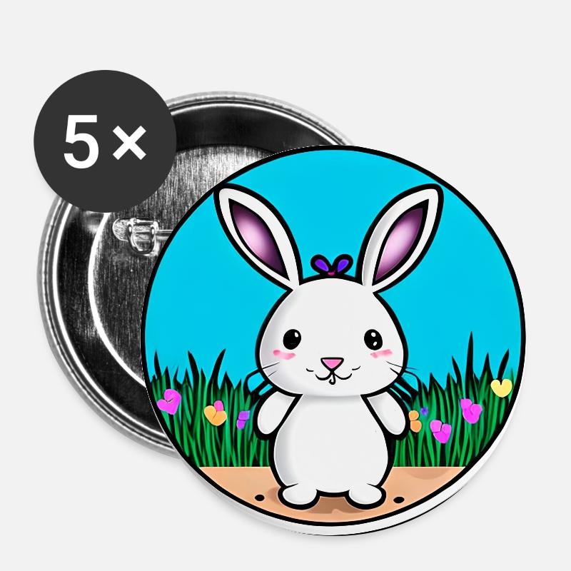 HaseWeiss Easter Motif - Buttons large 2.2''/56 mm (5-pack) - white