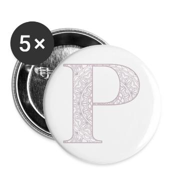 Mandala Monogram Initial in Dusky Pink - Letter P - Buttons large 2.2''/56 mm (5-pack) - white - Front