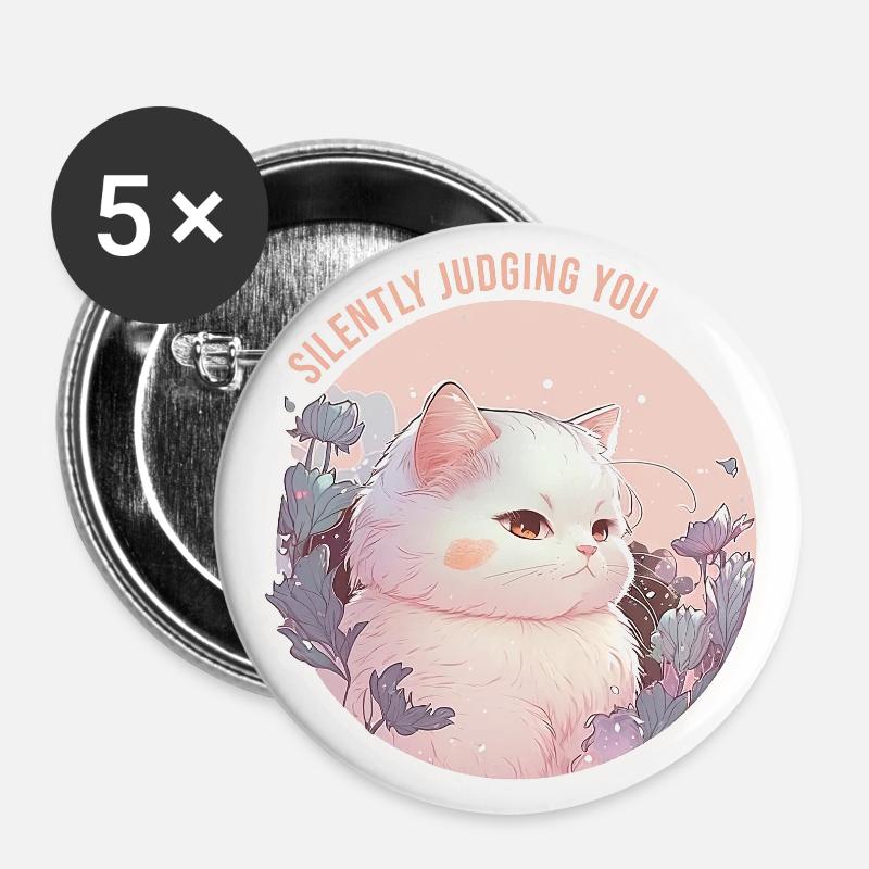 Puff is silently judging you - Buttons large 2.2''/56 mm (5-pack) - white