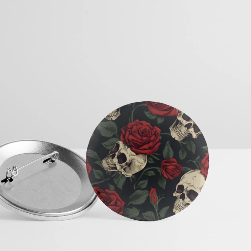 Skulls & Red Roses Dark Elegant Gothic Pattern Buttons large 2.2''/56 mm (5-pack)