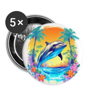 Palm Beach Dolphine - Buttons groß 56 mm (5er Pack) - Weiß - Vorne