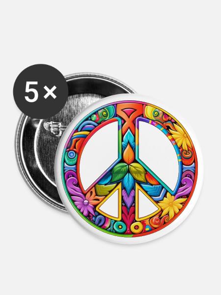 Frieden! - Buttons groß 56 mm (5er Pack) - Weiß