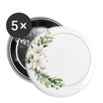 Modern Pastel Boho Flower Circle customizable - Buttons large 2.2''/56 mm (5-pack) - white - Front
