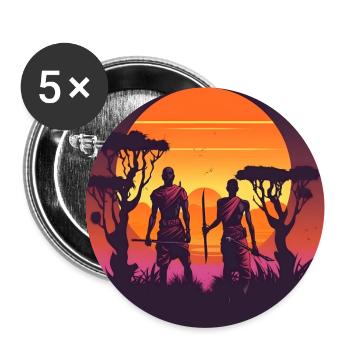 Synthwave african hunters - Buttons groß 56 mm (5er Pack) - Weiß - Vorne