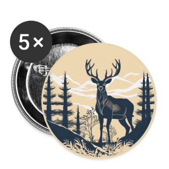 Hirsch - Buttons groß 56 mm (5er Pack) - Weiß - Vorne