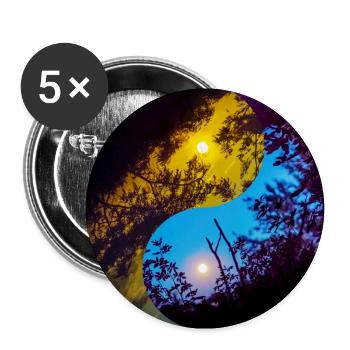 Yin et Yang de la Lune et de la Lumière du Soleil - Lot de 5 grands badges (56 mm) - blanc - Devant