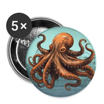 Octopuses - Buttons large 2.2''/56 mm (5-pack) - white - Front