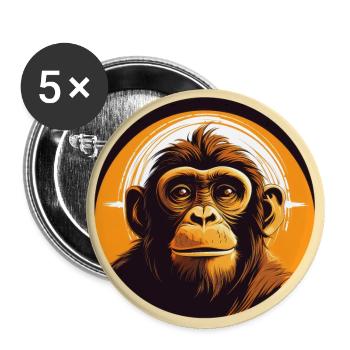 Singe - Lot de 5 grands badges (56 mm) - blanc - Devant