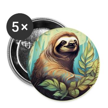 Sloth - Buttons large 2.2''/56 mm (5-pack) - white - Front