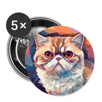 Exotic Shorthair Cat - Buttons large 2.2''/56 mm (5-pack) - white - Front