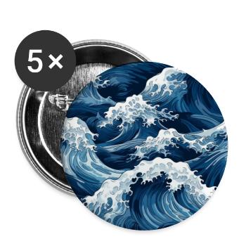 beautiful detailed hand painted ocean waves - Buttons large 2.2''/56 mm (5-pack) - white - Front