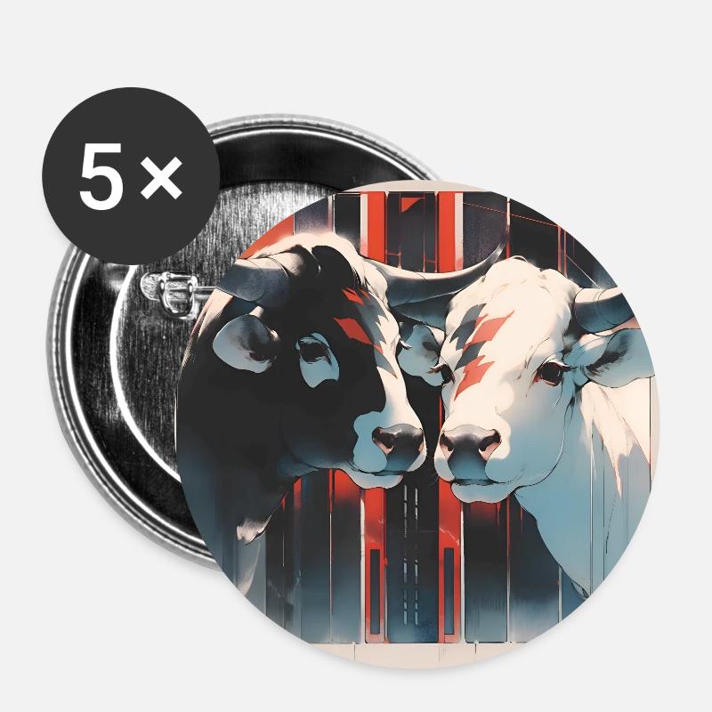 Cows - Buttons large 2.2''/56 mm (5-pack) - white