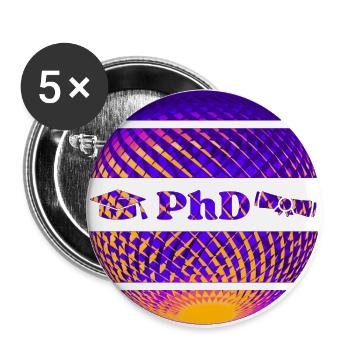 PhD - Dr rer nat, Dr med - Défense - Lot de 5 grands badges (56 mm) - blanc - Devant