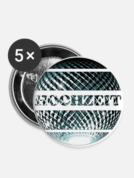 Hochzeit elegantes Partydesign - Buttons groß 56 mm (5er Pack) - Weiß