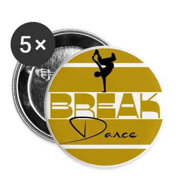 Breakdance logo gelb schwarz - Buttons groß 56 mm (5er Pack) - Weiß - Vorne