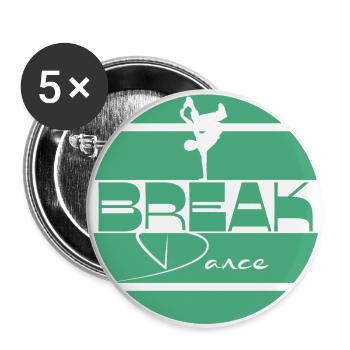 Breakdance Green Turquoise - Buttons large 2.2''/56 mm (5-pack) - white - Front