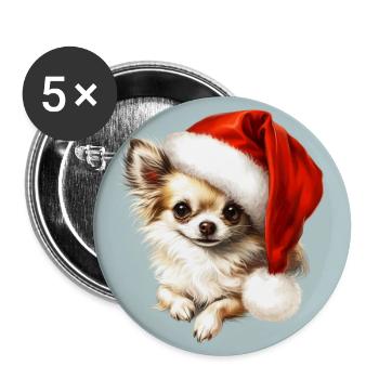 L’ de Noël du chihuahua - Lot de 5 grands badges (56 mm) - blanc - Devant