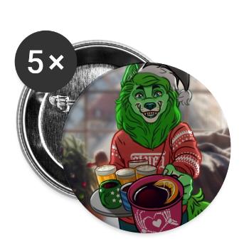 Wolfy X-Mas - Buttons groß 56 mm (5er Pack) - Weiß - Vorne