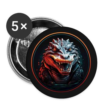 Alligator Portrait Crocodile with Open Mouth - Buttons large 2.2''/56 mm (5-pack) - white - Front