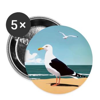 Mouette - Lot de 5 grands badges (56 mm) - blanc - Devant