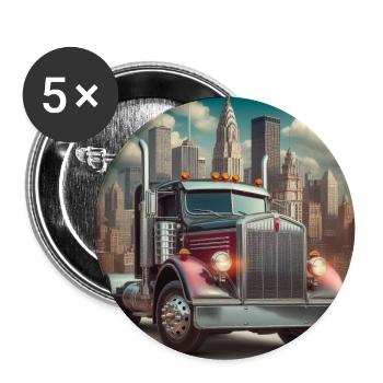 American Truck 18 Wheller LKW Big Rig Trucking - Buttons groß 56 mm (5er Pack) - Weiß - Vorne