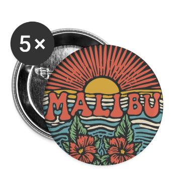 Retro Surf Malibu California Design - Buttons large 2.2''/56 mm (5-pack) - white - Front