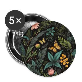 butterfly's in foliage #butterfly #flowers - Buttons large 2.2''/56 mm (5-pack) - white - Front