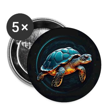 Wasserschildkröte im Farbkreis - Buttons groß 56 mm (5er Pack) - Weiß - Vorne