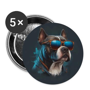Cooler Staffordshire Terrier mit Sonnenbrille - Buttons groß 56 mm (5er Pack) - Weiß - Vorne