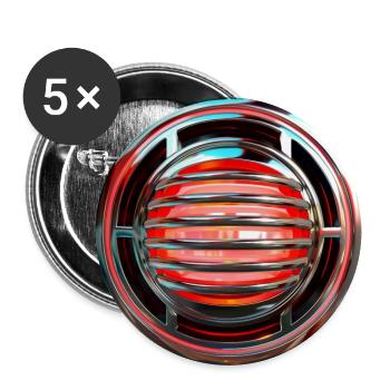 Voyant rouge vintage - Lot de 5 grands badges (56 mm) - blanc - Devant