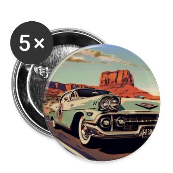 Vintage car dans le desert - Lot de 5 grands badges (56 mm) - blanc - Devant