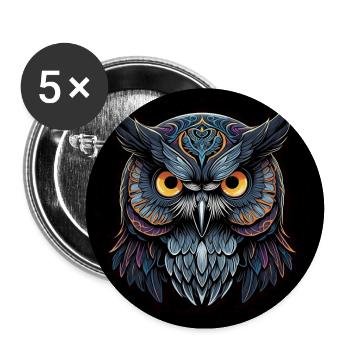 Dekorative unheimliche Eule Eulenportrait - Buttons groß 56 mm (5er Pack) - Weiß - Vorne