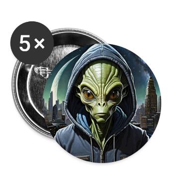 Kosmischer Städter - Buttons groß 56 mm (5er Pack) - Weiß - Vorne