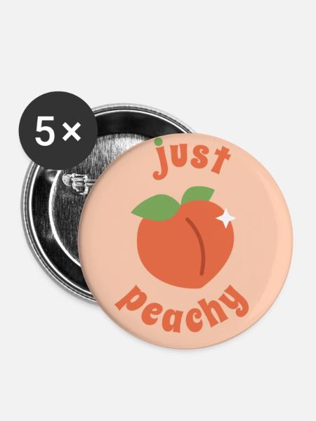 Nur pfirsichfarben - Buttons groß 56 mm (5er Pack) - Weiß