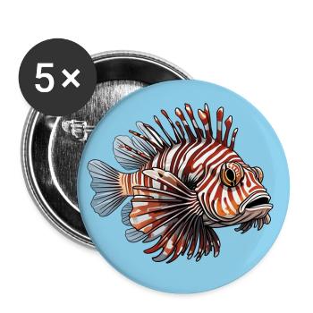 Lionfish Coral Fish - Buttons large 2.2''/56 mm (5-pack) - white - Front