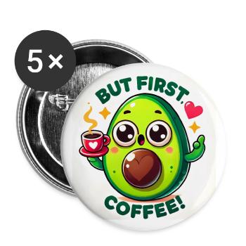 Funny Avocado Coffee Lover Shirt - Buttons large 2.2''/56 mm (5-pack) - white - Front