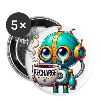 Mode de recharge du robot CoffeeFueled - Lot de 5 grands badges (56 mm) - blanc - Devant