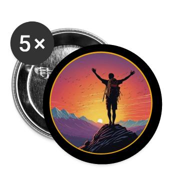 Nix wie raus - Wanderer auf dem Berggipfel - Buttons groß 56 mm (5er Pack) - Weiß - Vorne