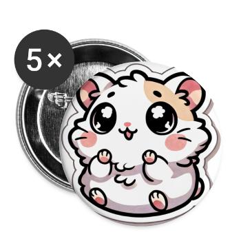 Chubby Hamster - Cute and Fluffy - Buttons large 2.2''/56 mm (5-pack) - white - Front